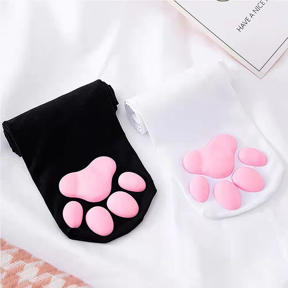 3D Cat Paw Socks with Three-Dimensional Silicone Pads, Cosplay Anime Cute Lolita Jk Non-Slip Long Socks, Genuine Manufacturer