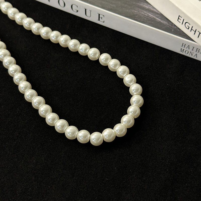 Amazon hot sale white 8mm imitation pearl necklace girl pearl bracelet stud earrings jewelry three-piece suit