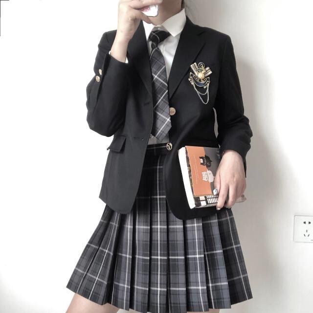 JK Uniform Skirt Female Original Suit Jacket Female Pool and Too Black Suit Badge Japanese College Style Student Suit