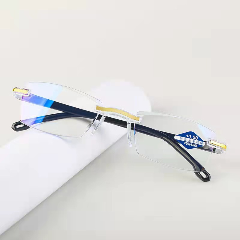 New anti-blue light reading glasses frameless reading glasses cut edge running Jianghu stall reading glasses Source manufacturers