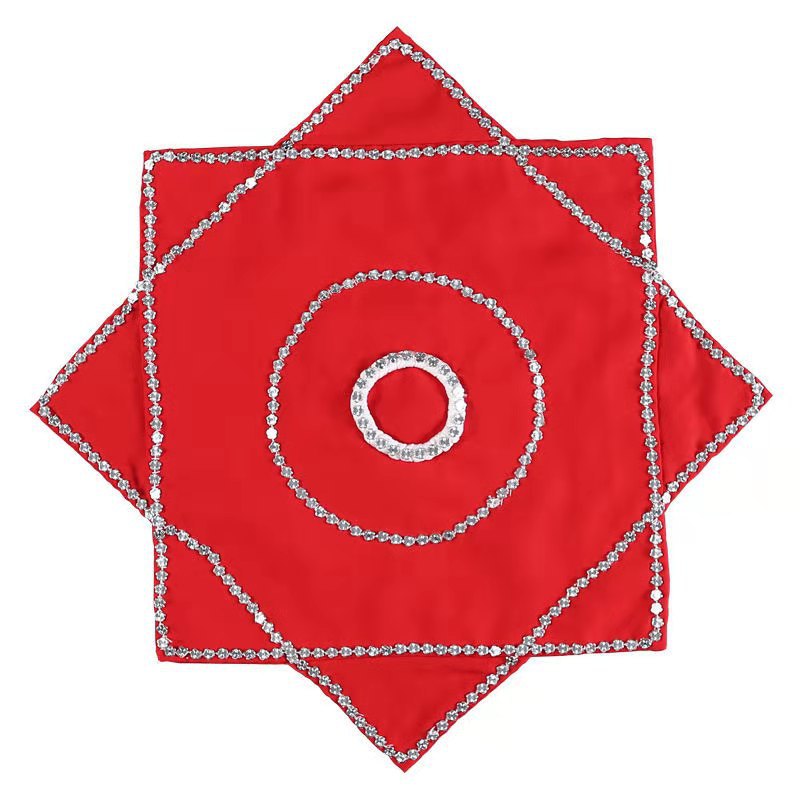 Plum blossom hemp yarn thickened hemp yarn material yangko dance handkerchief adult two-person hand towel flower handkerchief octagonal towel