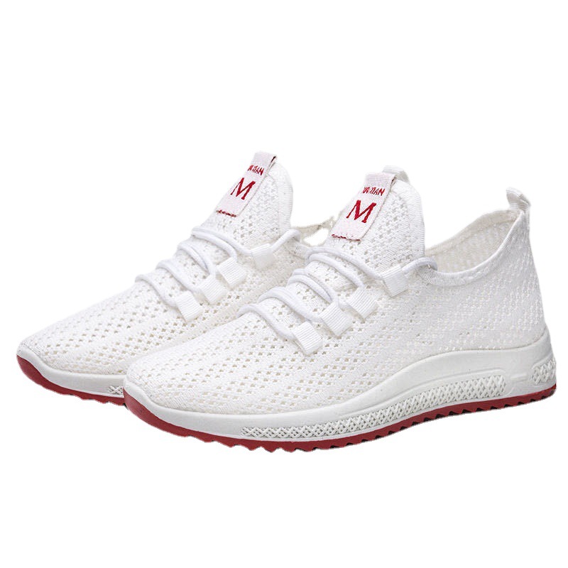 Old Beijing Cloth Shoes Non-Slip Casual White Shoes Women's Summer Mesh Shoes Sports Shoes Soft Sole Square Dancer Shoes