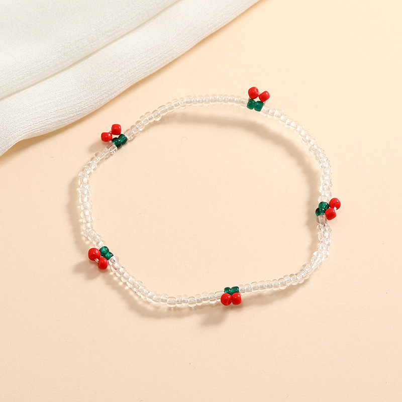 Europe and the United States cross-border summer hot selling colored glass rice beads beach elastic anklet star moon pendant cherry anklet