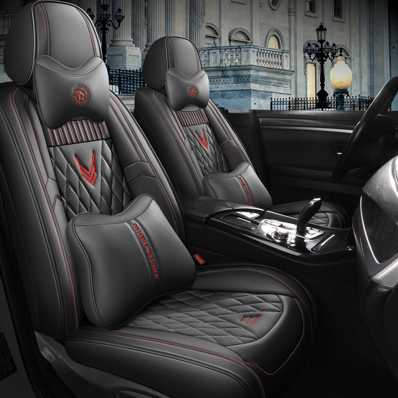 Car Seat Cover New Special Full Surrounding Four Seasons Universal Perforated Breathable Full Leather Winter Car Interior Supplies Seat Cushion