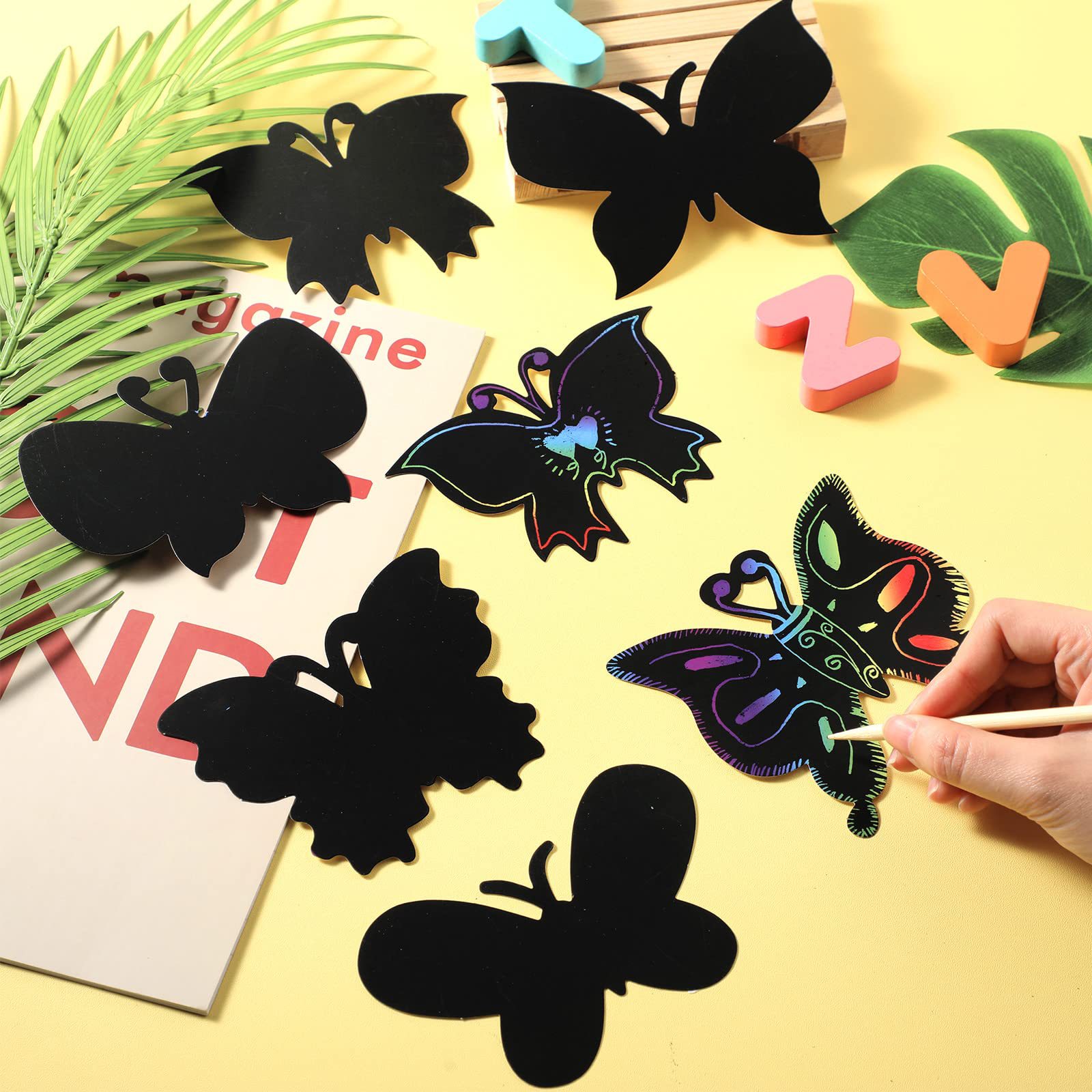 Cross-Border Factory Butterfly Scratch-Off Painting Art Handmade DIY Bookmark Scratch-Off Paper Colorful Gift Decoration Pendant Wholesale
