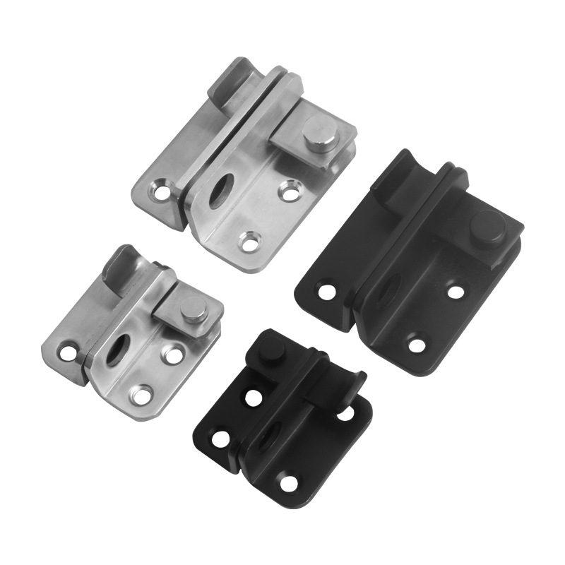 Stainless Steel Latch Door Buckle Black Latch Punch-Free Anti-Theft Door Lock Sliding Door Lock Left and Right Opening Wooden Door Bolt Thickened