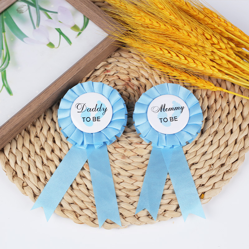 Cross-border supply mom to be footprints mother-to-be birthday party tinplate corsage