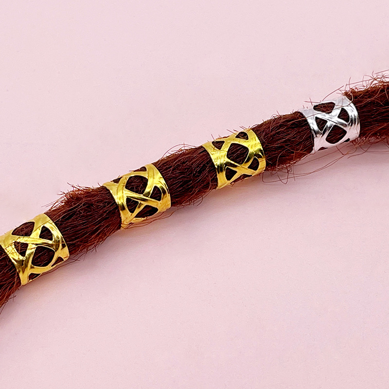 Dirty Braid Decoration with Iron Electroplated Hollow Flower Tube Golden Braid Decoration Hair Buckle diy Headwear Accessories Dirty Braid Hair Ring