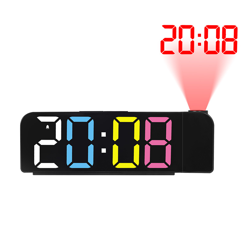 LED new simple projection alarm clock large font color display electronic clock digital alarm clock with temperature 8013
