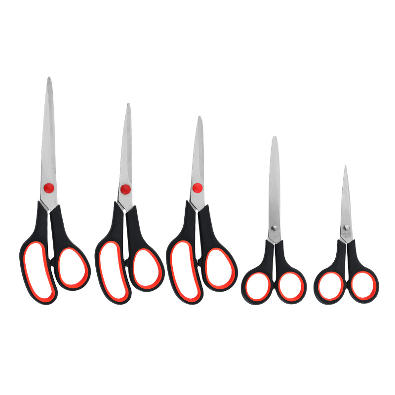 Manufacturer in Stock Wholesale Stainless Steel Home Office Scissors Tailor Scissors Student Stationery Scissors Two-Color Rubber and Plastic Scissors