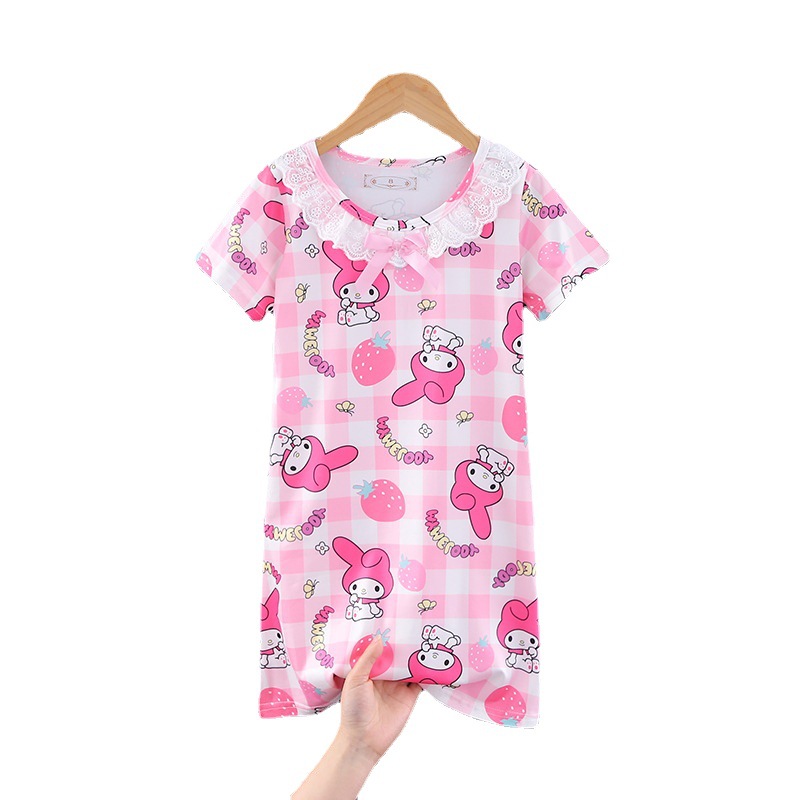 Summer nightgown short sleeve girls pajamas thin children princess cartoon Korean baby children Girls nightgown wholesale