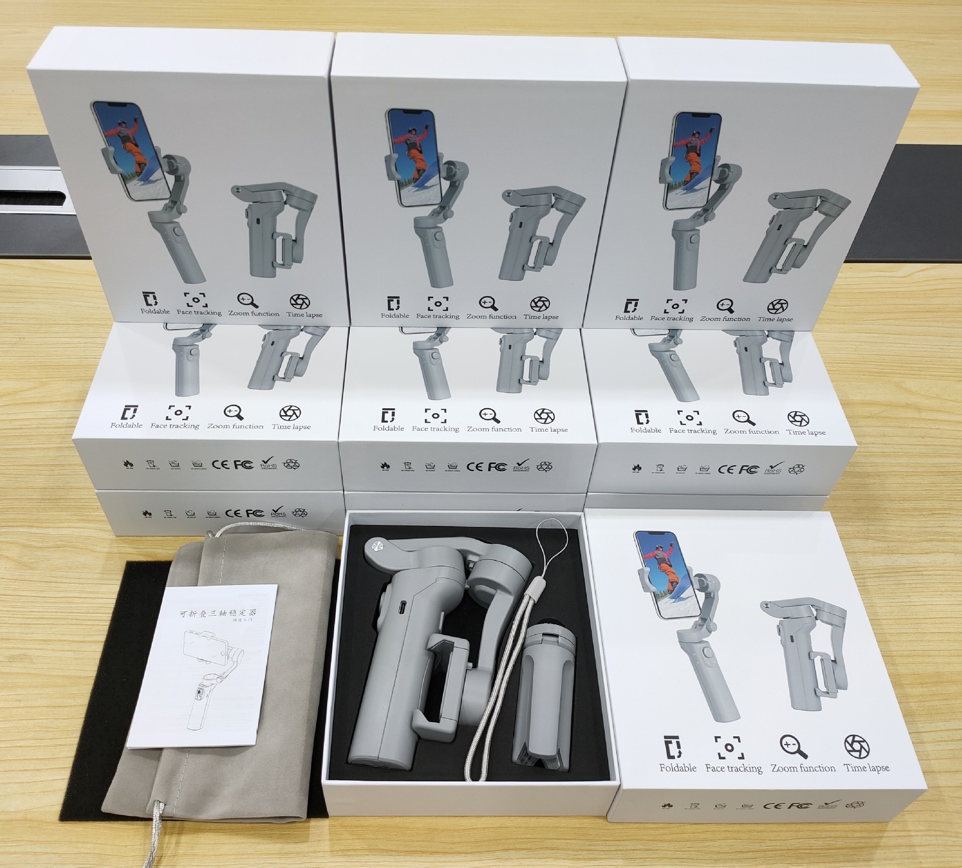 Factory Direct sales three-axis mobile phone stabilizer smart foldable anti-shake pocket folding handheld wireless PTZ wholesale