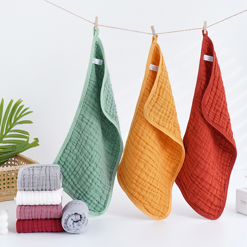 Amazon Muslin Gauze Burp Cloth 25*50 Pure Cotton Six-Layer Solid Color Towel Baby Gauze Saliva Towel