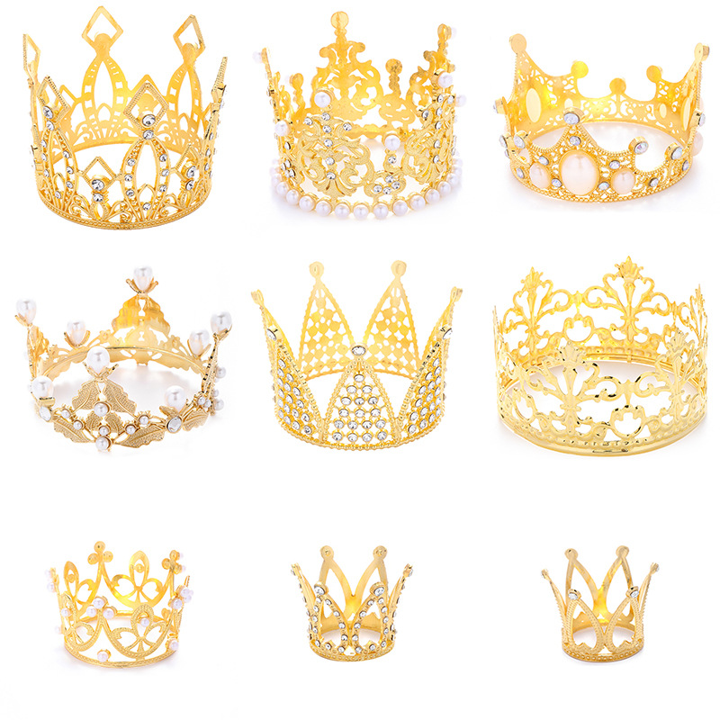 Amazon Alloy Gold Cake Decoration Small Crown Children's Birthday Party Ornaments Creative Birthday Gift