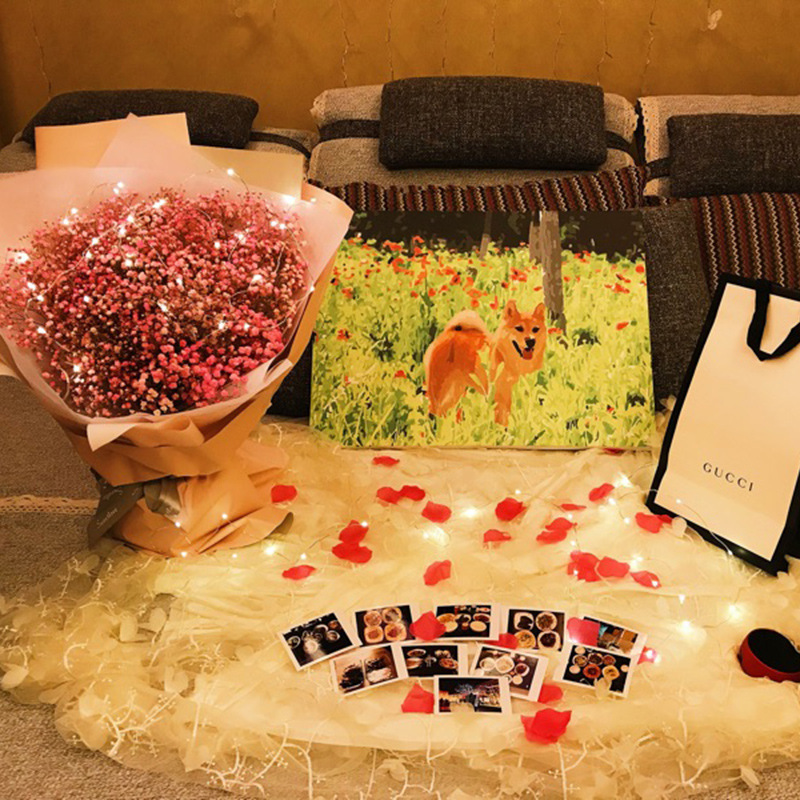 Lights string led star lights flower bouquet gift box star lights small lights decorative Net red string lights cake lights full of work