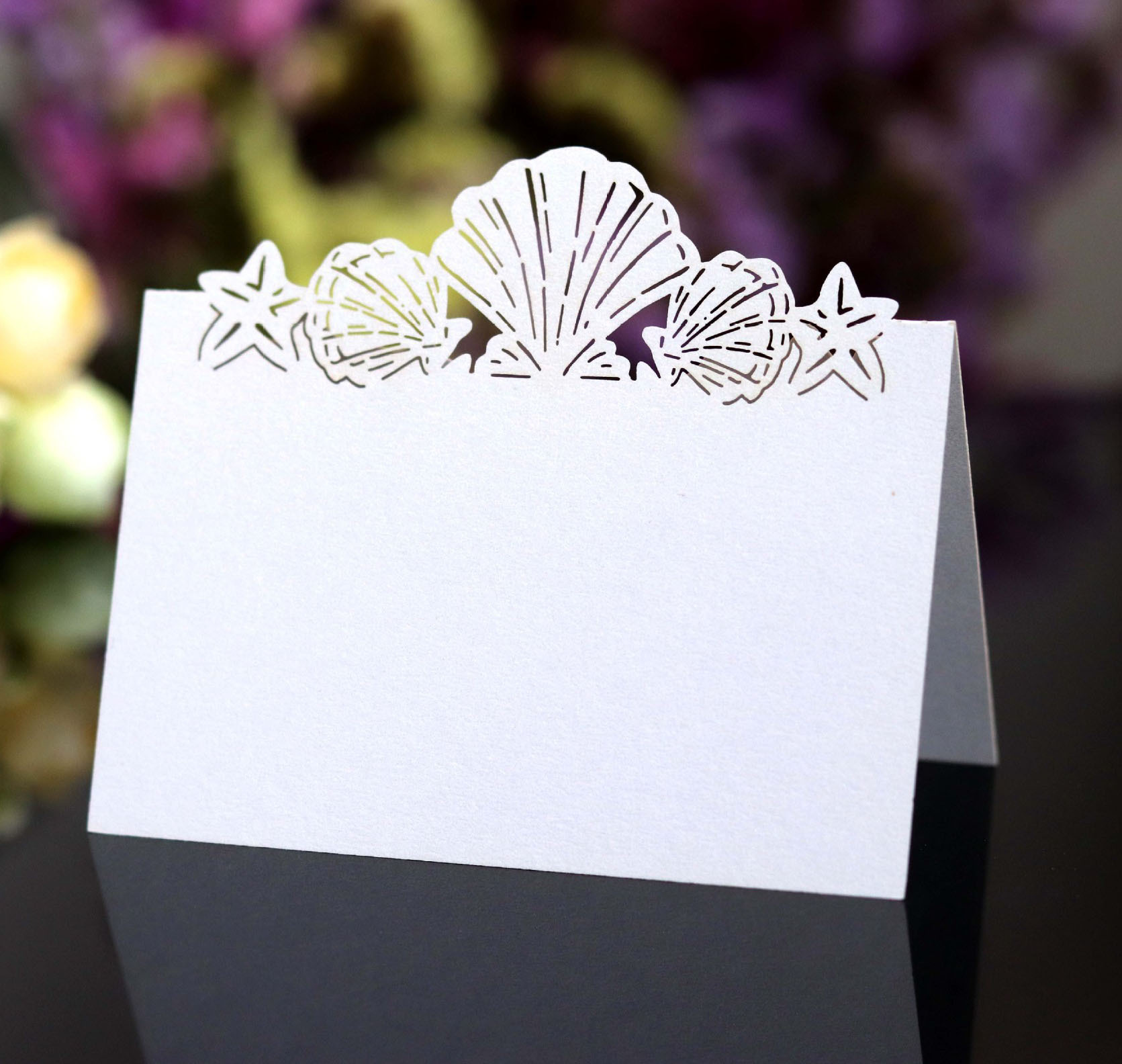 Cross-Border Export Amazon Wedding Butterfly Hollow Seat Card Laser Card Ice White Shell Table Card Signature Card