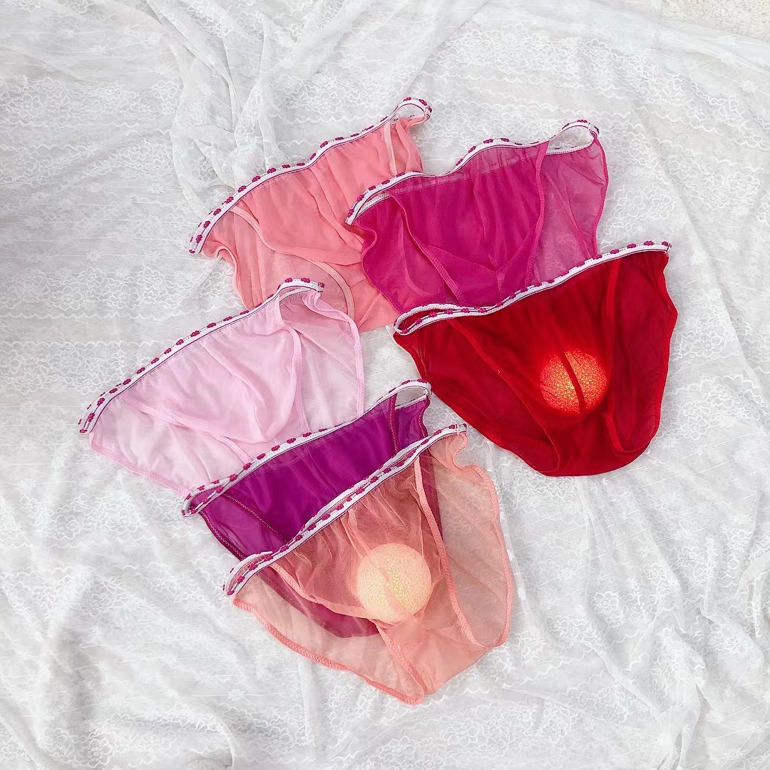 New Fashion Sexy Transparent Mesh Men's Three-Pocket Angle Pants Temptation Naked Sense Large Size Men's Underwear