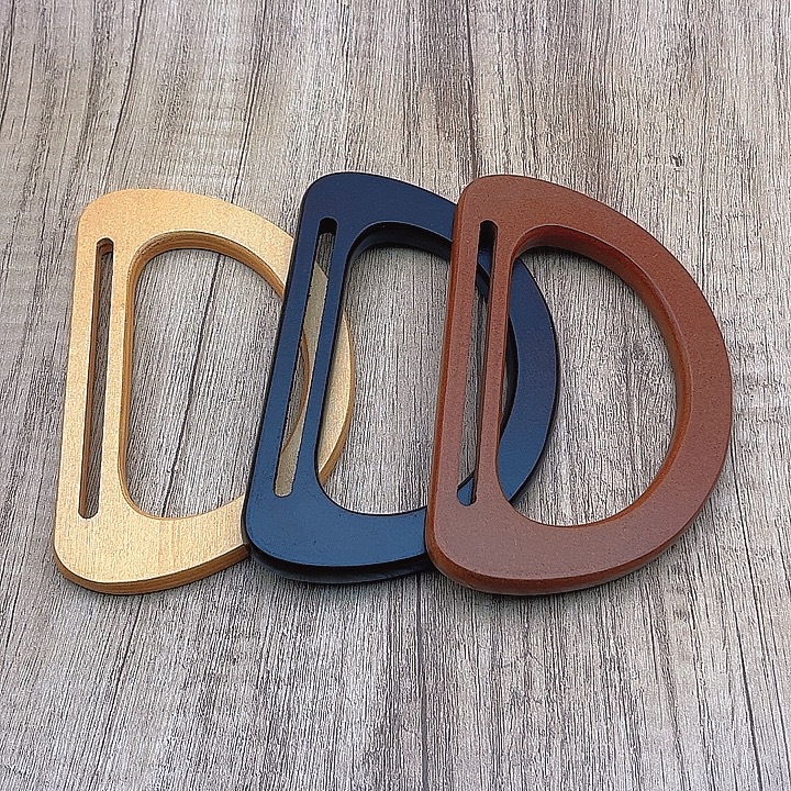 Wooden Handle Round D-Shaped Bamboo Handle Bag Accessories Satchel Ring Handmade DIY Woven Bag Handle Accessories