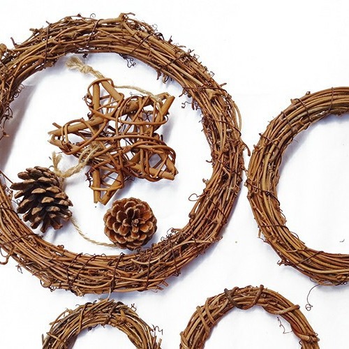 Natural earthen Fu rattan ring rattan Ring Christmas wreath eternal life wedding kindergarten handmade diy dried rattan decorative ring creation