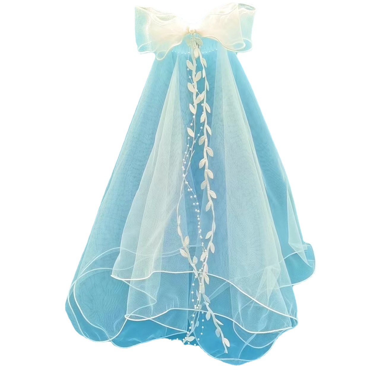 Bridal Double-Layer Overlay Wedding Dress Wedding Photography Performance Curled Hair Comb Veil Hair Accessories Princess Bow Veil