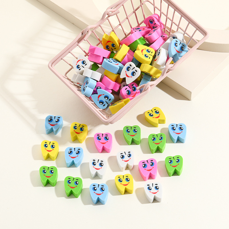 Colorful teeth shape creative eraser cartoon children cute teeth eraser cross-border combination gift eraser