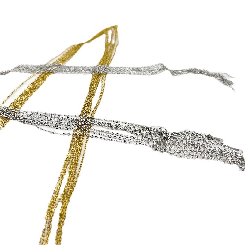 Titanium steel 035 cross chain 304 stainless steel O-chain DIY chain summer all-match plain chain real gold plating does not fade