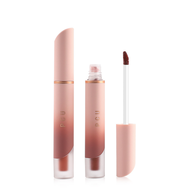 Cross-border explosions PCU powder tube matte matte lip glaze non-stick cup does not fade vintage cream lip mud nude makeup lipstick