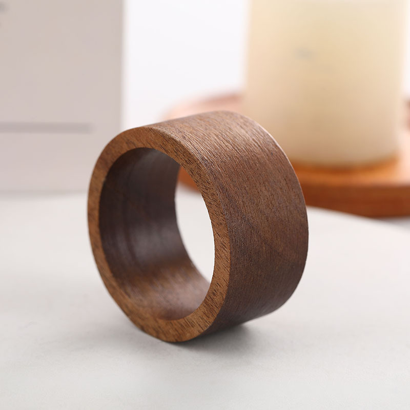 Simple Solid Color Wooden Napkin Rings, Table Napkin Holders, Restaurant Napkin Rings Wholesale, Cross-Border Wholesale, In-Stock Shipping