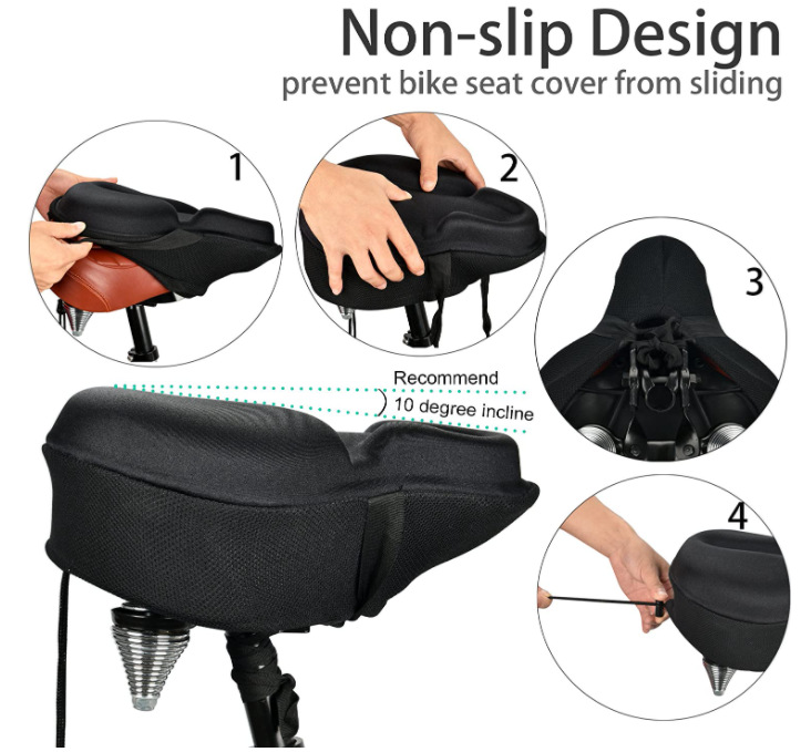 Bicycle Thickened and Widened Mountain Bike Seat Cover Soft Road Bike Silicone Seat Cushion Cover Exercise Bike Seat Cushion Cross-Border Export