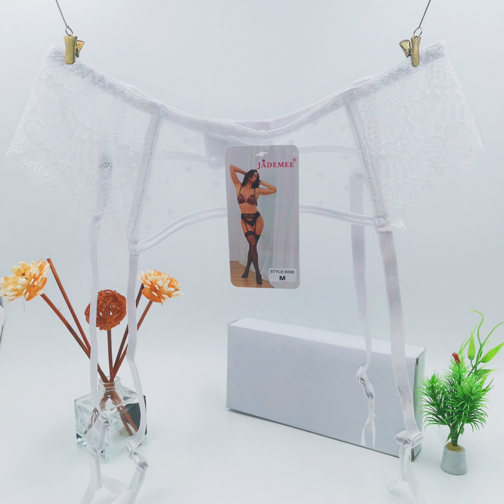 European and American Aliexpress New Lace Mesh Embroider Transparent Sexy Adjustable Non-Slip Metal Buckle Garters