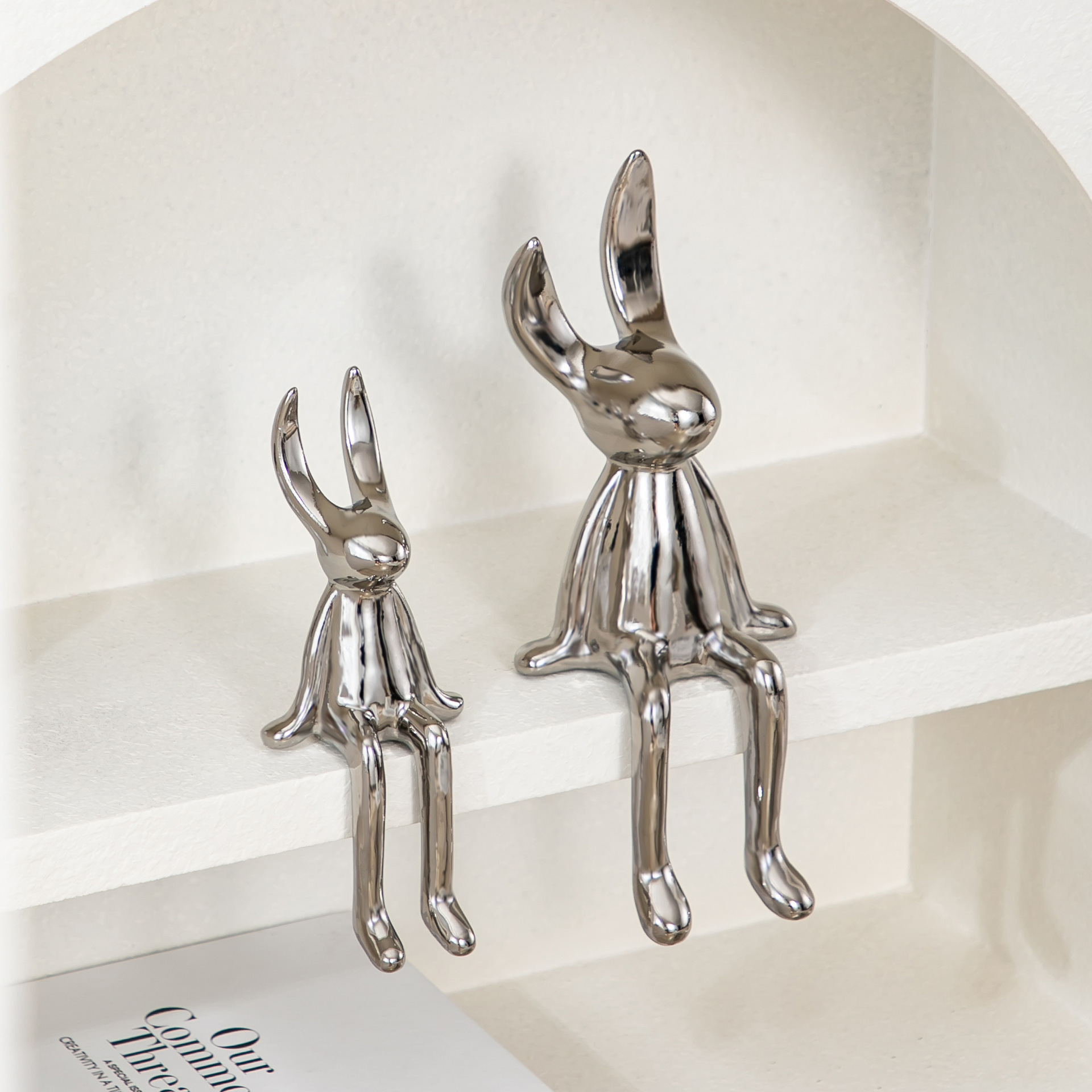 Internet Celebrity Creative Cartoon Sitting Posture Long Ear Rabbit Decoration High-end Light Luxury Living Room TV Cabinet Wine Cabinet Entrance Decoration