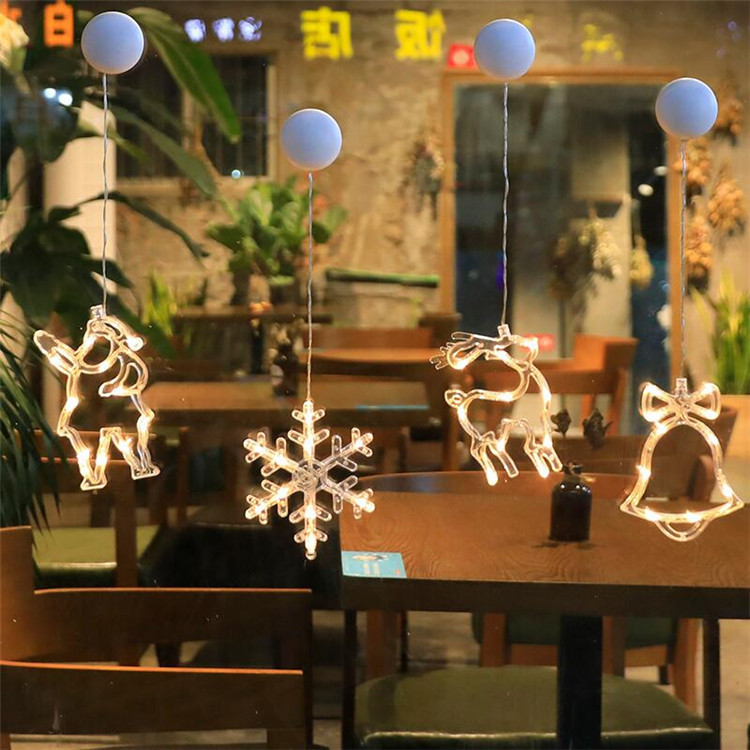 Cross-border LED Christmas decoration suction dish light snowman Christmas tree five-pointed star curtain battery light festival lights