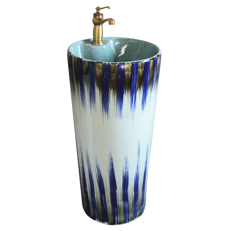 Column Basin Ceramic Wash Basin Small Space Balcony Outdoor Wash Basin Integrated Column Basin Floor-Standing Wash Basin Antique