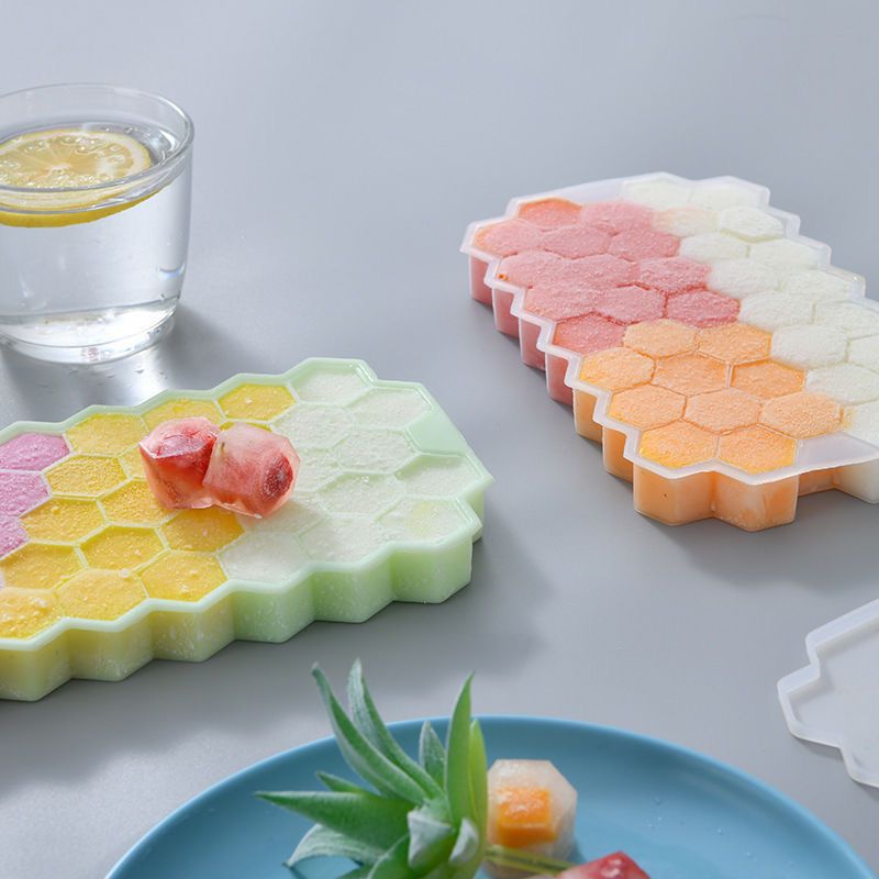 Homemade Model 37 Grids Honeycomb Ice Tray Pure Silicone Food Grade Honeycomb Ice Cream Box Baby Food Box Household Ice Box