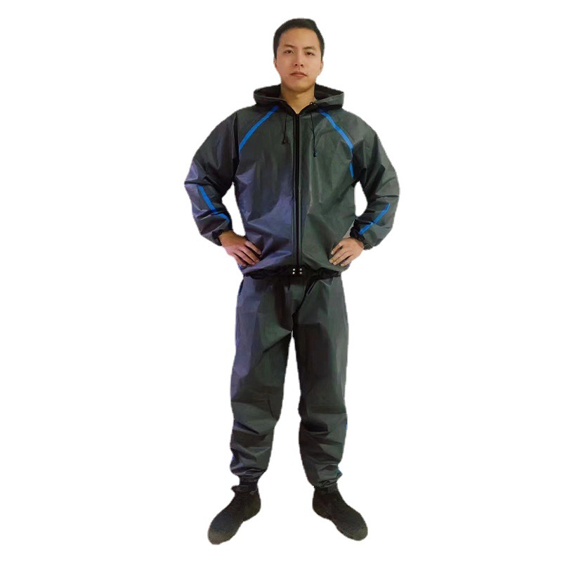 Ultra-light unisex hooded long-sleeved pvc eva sauna suit fitness body-shaping sweat-breaking suit slim-fit shaping suit