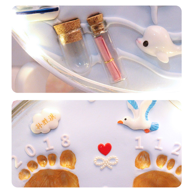 Newborn Hand and Foot Print Mud Fetal Hair Souvenir DIY Baby Hand and Foot Print 100 Days Full Moon One Year Gift Wholesale