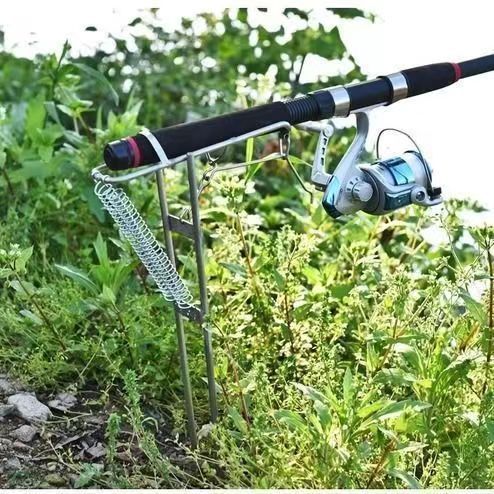 Automatic Fishing Rod Holder, Sea Rod Hand Rod with Spring Fishing Ground Insertion Bracket, Universal Stainless Steel Long-Range Casting Rod Lifter