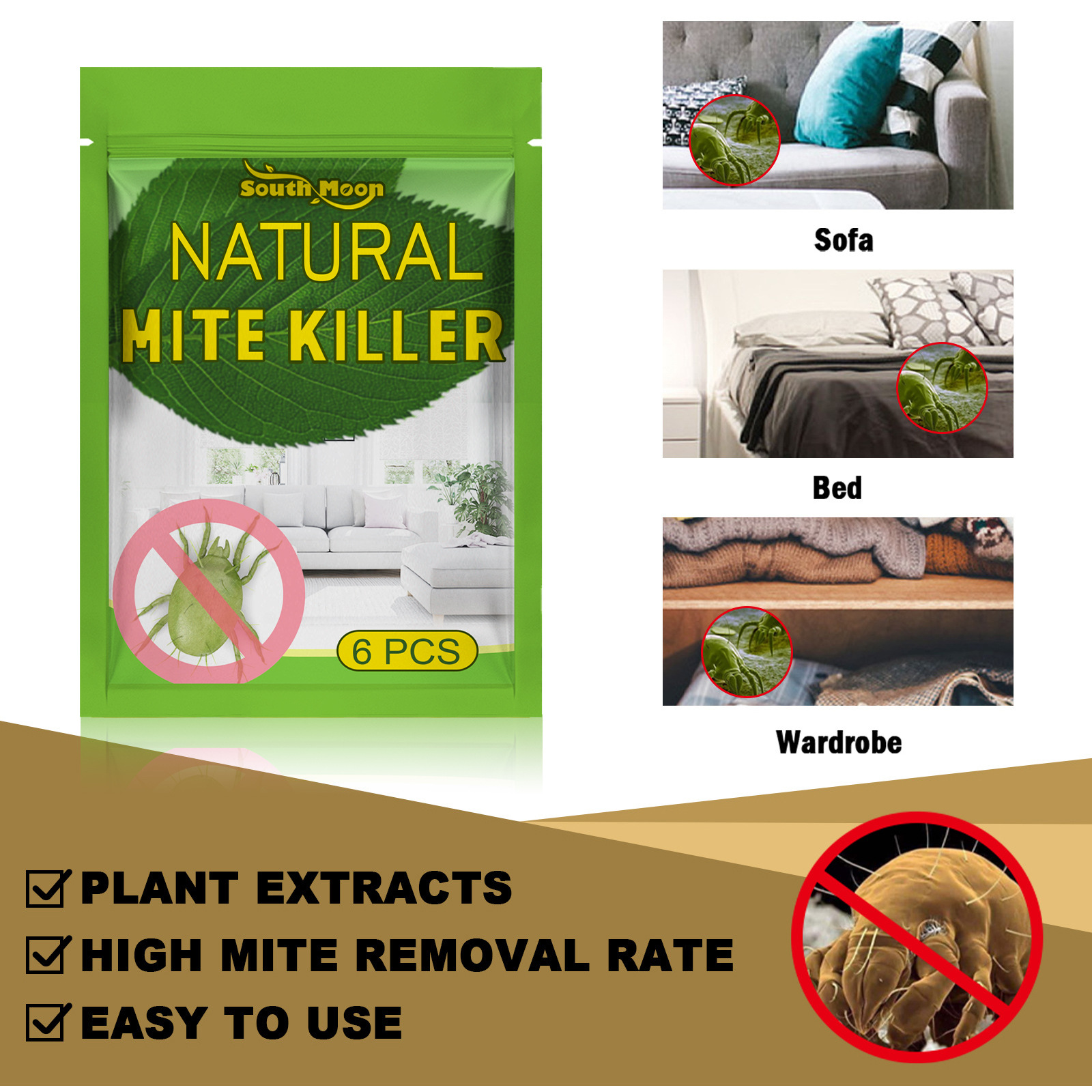 South Moon Mite Removal Agent Household Bed Clothes Plant Mite Removal Agent Mite Removal Bag
