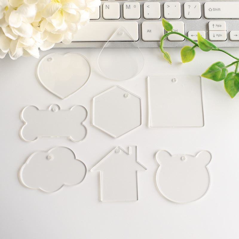 Glitter gradient laser diy goo card small disc love bean key chain Handmade star pendant acrylic goo plate