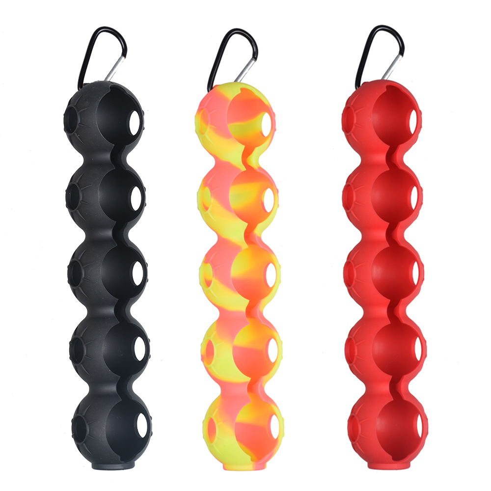 Golf silicone ball set 5 balls environmental protection silicone protective cover golf five ball cover storage ball clip