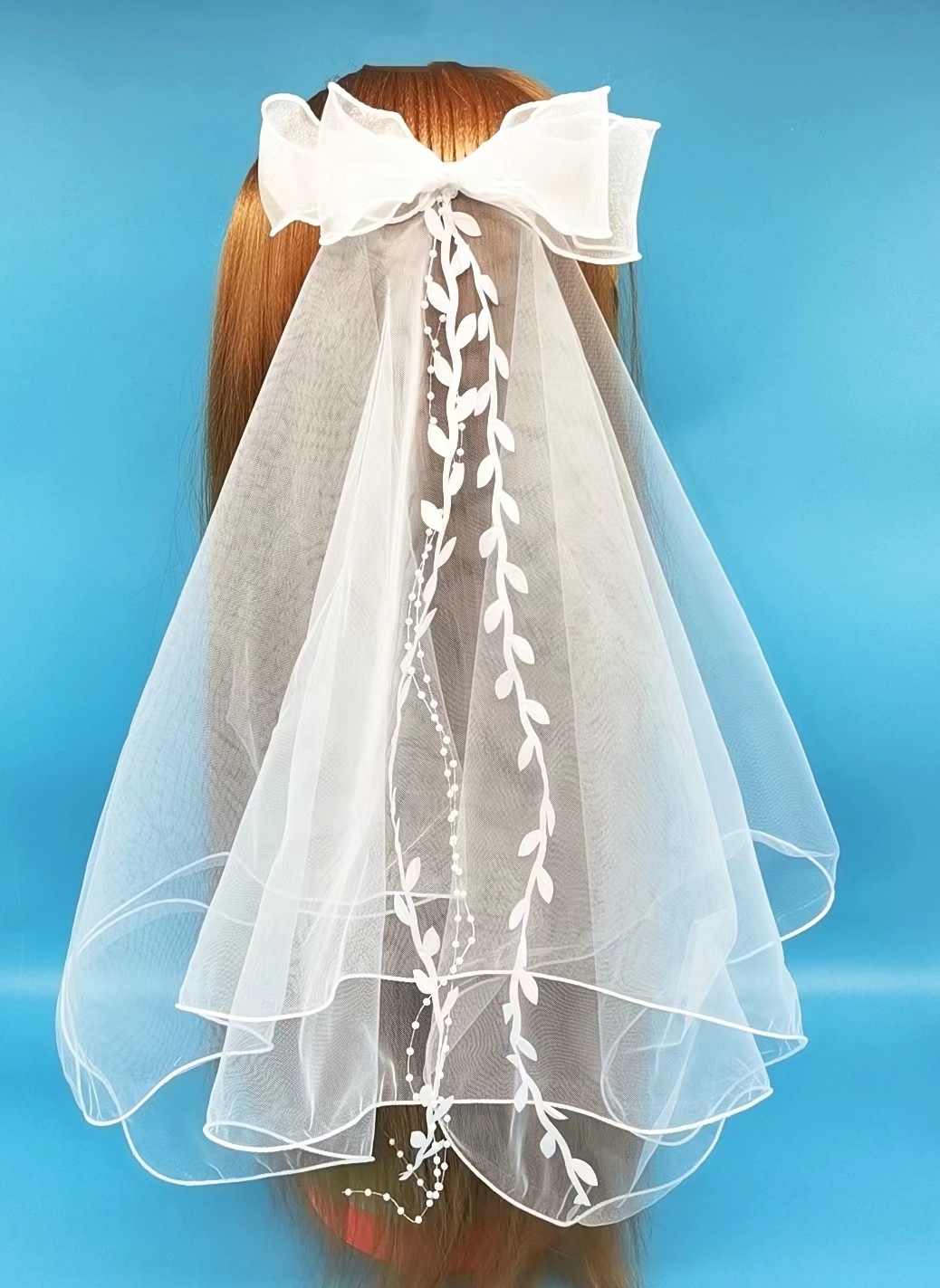 Bridal Double-Layer Overlay Wedding Dress Wedding Photography Performance Curled Hair Comb Veil Hair Accessories Princess Bow Veil