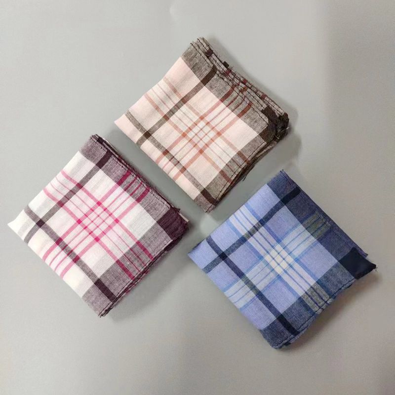 Vintage plaid polyester cotton handkerchief men's and women's universal handkerchief 70's memory