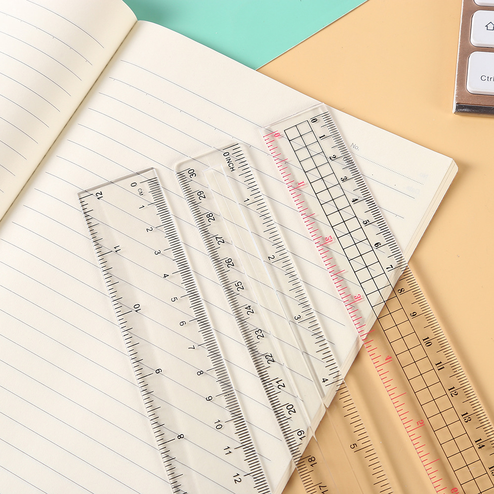 30cm ruler in stock mapping advertising multi-functional student stationery plastic ruler injection molding black scale can be Wholesale