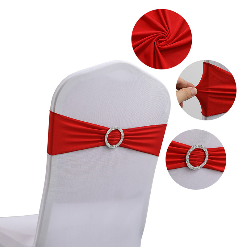 Factory direct supply high-end hotel wedding decoration bow chair back Flower spandex chair streamer chair cover elastic strap