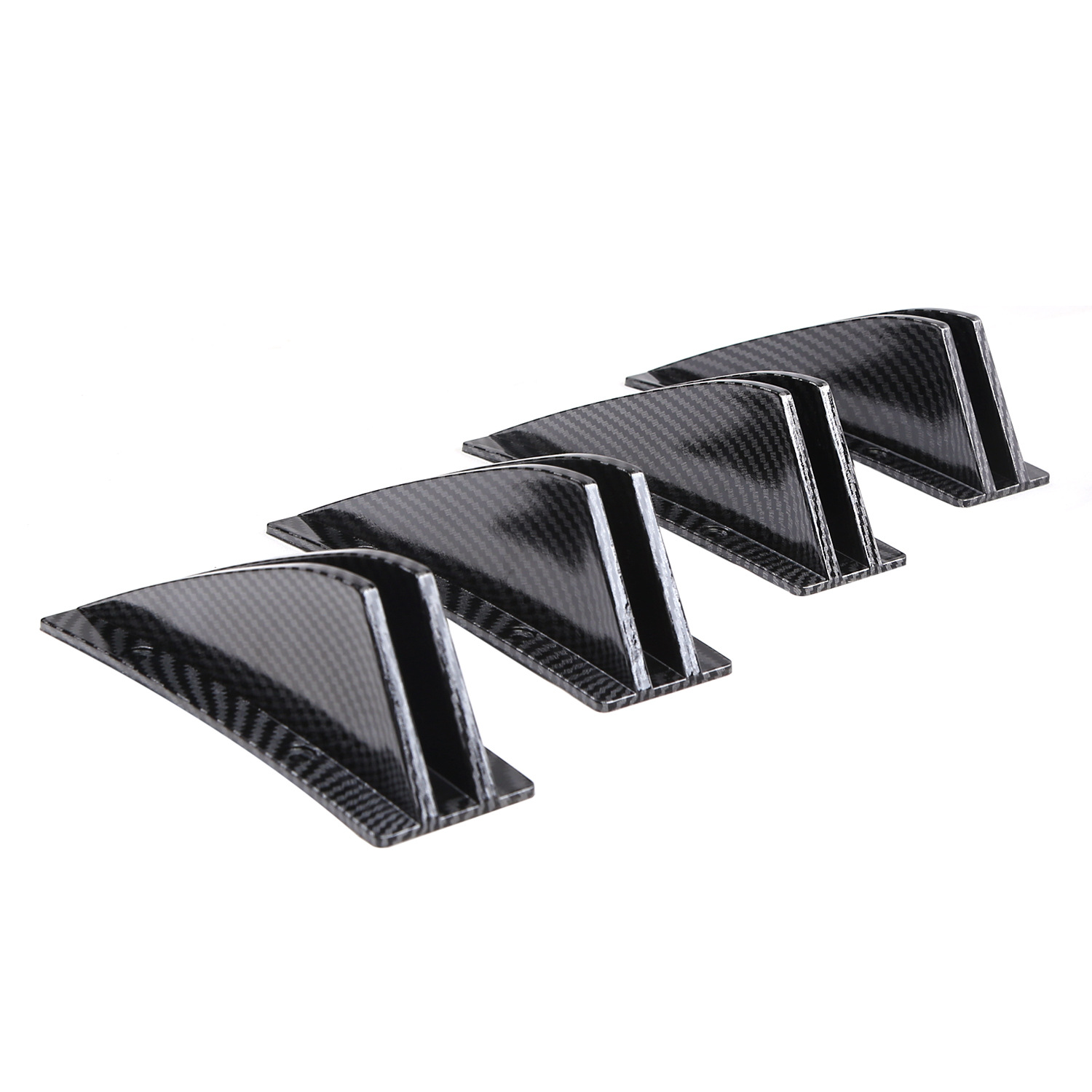 Automobile Universal Triangular Double Spoiler Carbon Fiber Pattern Mini Triangular Chassis Spoiler Rear Bumper Deflector