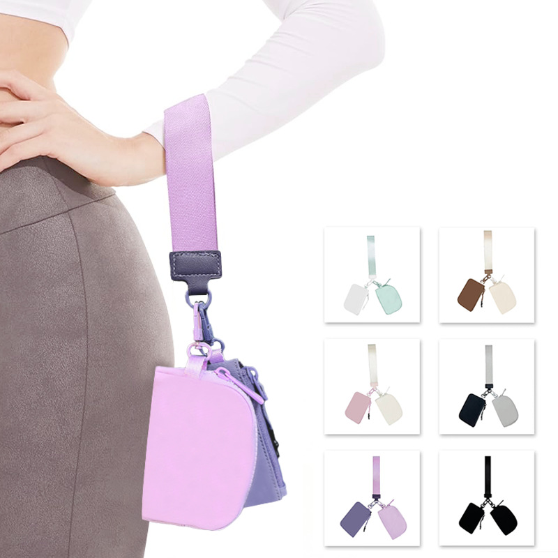 2025 New Lulu Same Style Wrist Bag Portable Lulu Card Bag Bank Card Mini Coin Cosmetics Bag Small Bag