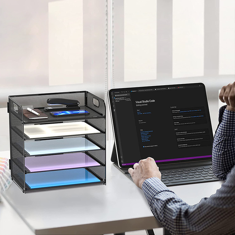 Cross-Border Office File Rack Multi-Layer A4 Paper File Desktop File Storage Rack Metal Office Document Storage Rack