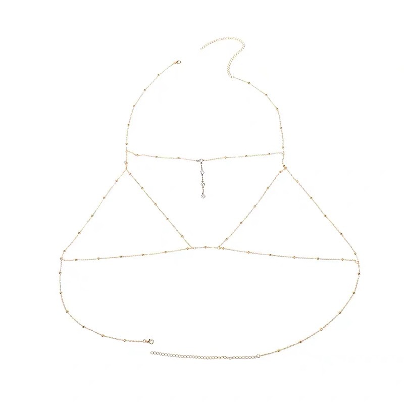 European and American fashion flash diamond bikini body chain sexy diamond chest chain jewelry women's seaside photo clothes accessories