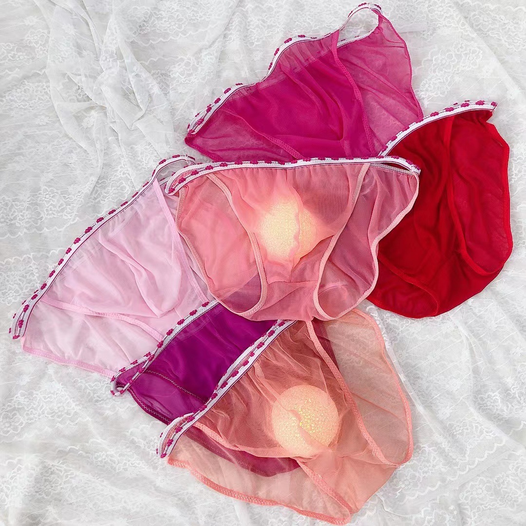 New Fashion Sexy Transparent Mesh Men's Three-Pocket Angle Pants Temptation Naked Sense Large Size Men's Underwear