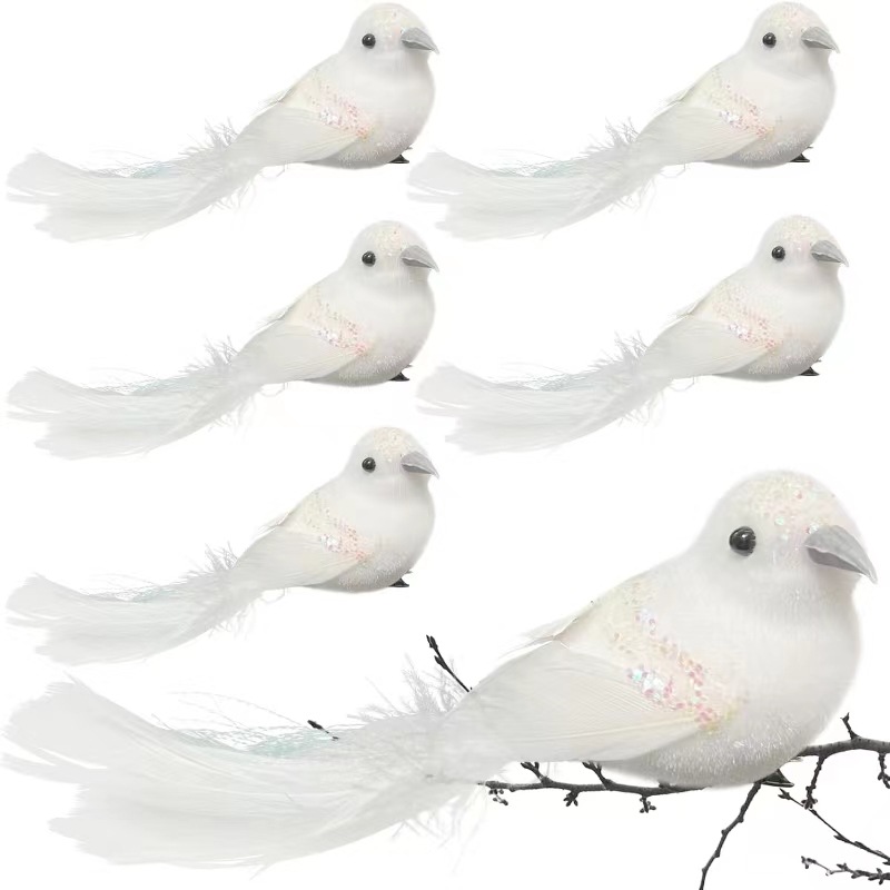 Imitation bird Easter Halloween crooked head little red bird white gardening decoration decoration fake bird spot can be set